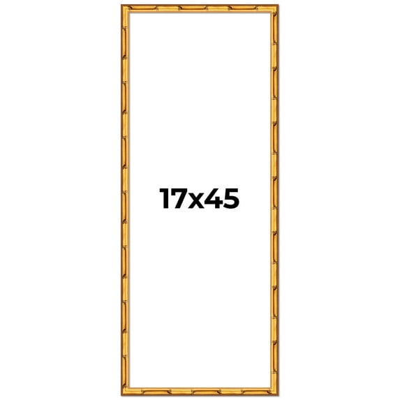 17x45 Frame Gold Bamboo Solid Wood Picture Frame | 1 Inch Moulding Width | Interior Frame Depth