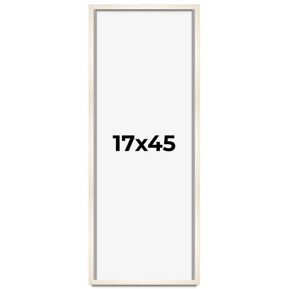 17x45 Frame White Wash Solid Wood Picture Frame | 0.8125 Inch Moulding Width | Includes UV Acrylic