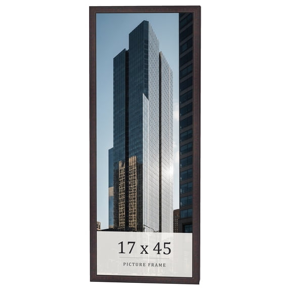 17x45 Rustic Brown Real Wood Picture Frame Width 0.75 inches | Interior Frame Depth 0.5 inches |