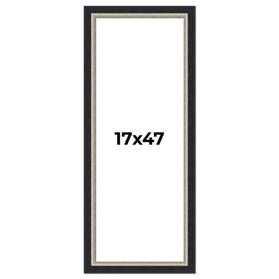17x47 Frame Black Real Wood Picture Frame Width 2.25 Inches | Interior Frame Depth 0.5 Inches |