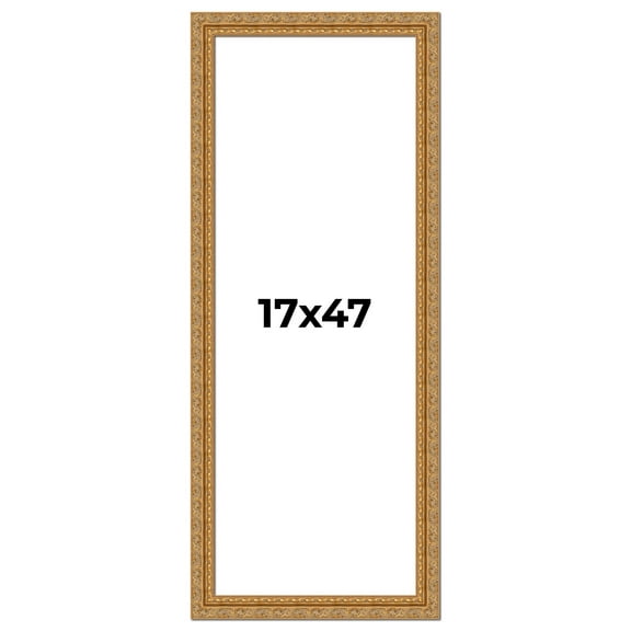 17x47 Frame Gold Ornate Solid Wood Picture Frame | 2 Inch Moulding Width | Firman Traditional Photo