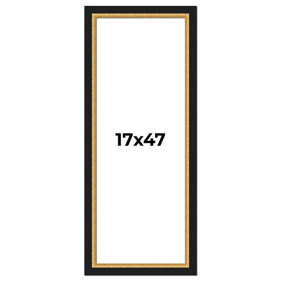 17x47 Frame Gold Real Wood Picture Frame Width 2.25 Inches | Interior Frame Depth 0.5 Inches |