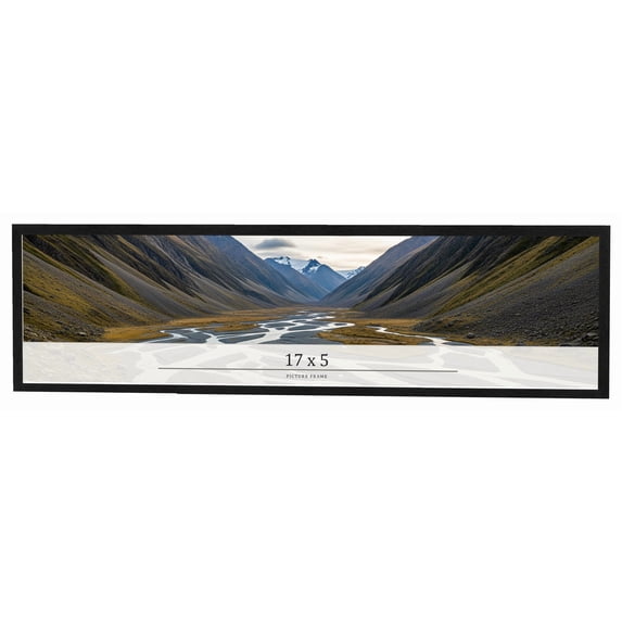 17x5 Frame Black Charcoal Grey Wood Textured Picture Frame | 0.75 Inch Moulding Width | Gunmetal