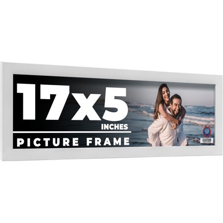 17x5 Frame White Solid Wood Picture Frame Includes UV Acrylic Shatter Guard Front, Acid Free Foam