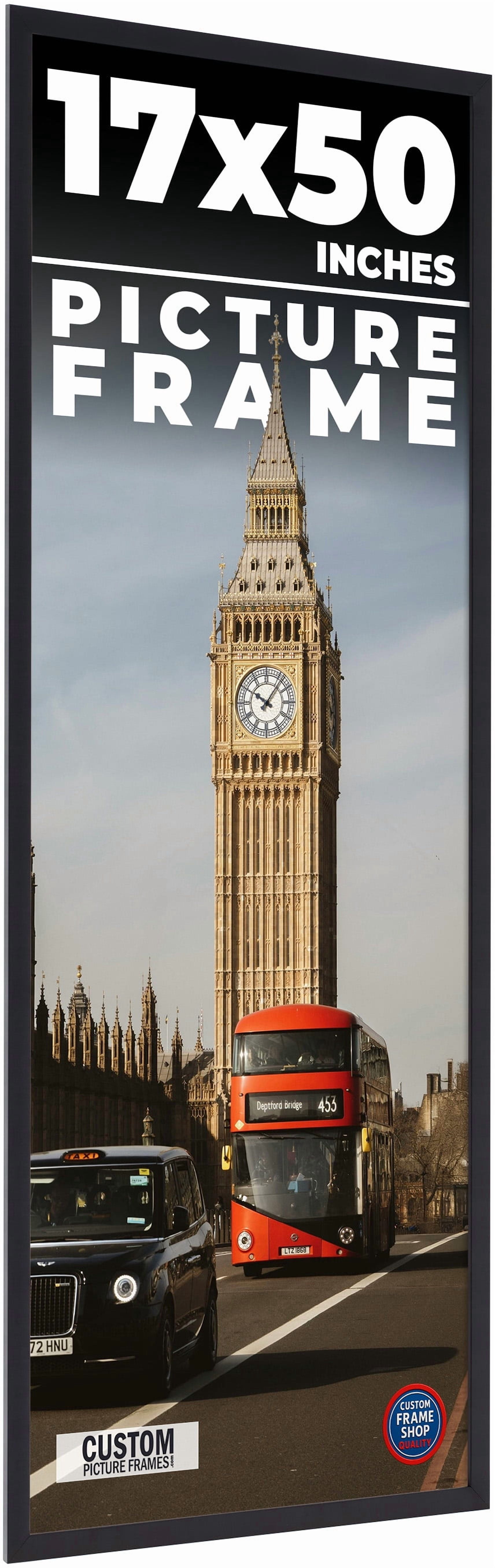 17x50 Frame Black Solid Wood Picture Frame | 0.75 Inch Moulding Width ...