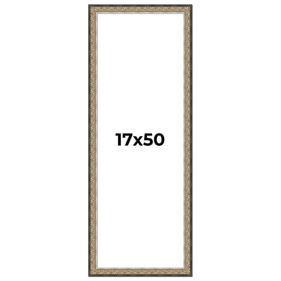 17x50 Frame Silver Real Wood Picture Frame Width 1.75 Inches | Interior Frame Depth 0.5 Inches |