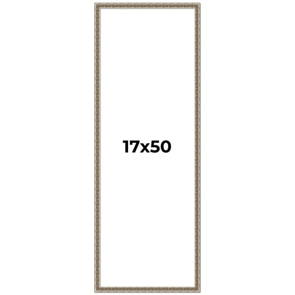 17x50 Frame Silver Versailles Ornate Solid Wood Picture Frame | 1 Inch Moulding Width | Interior