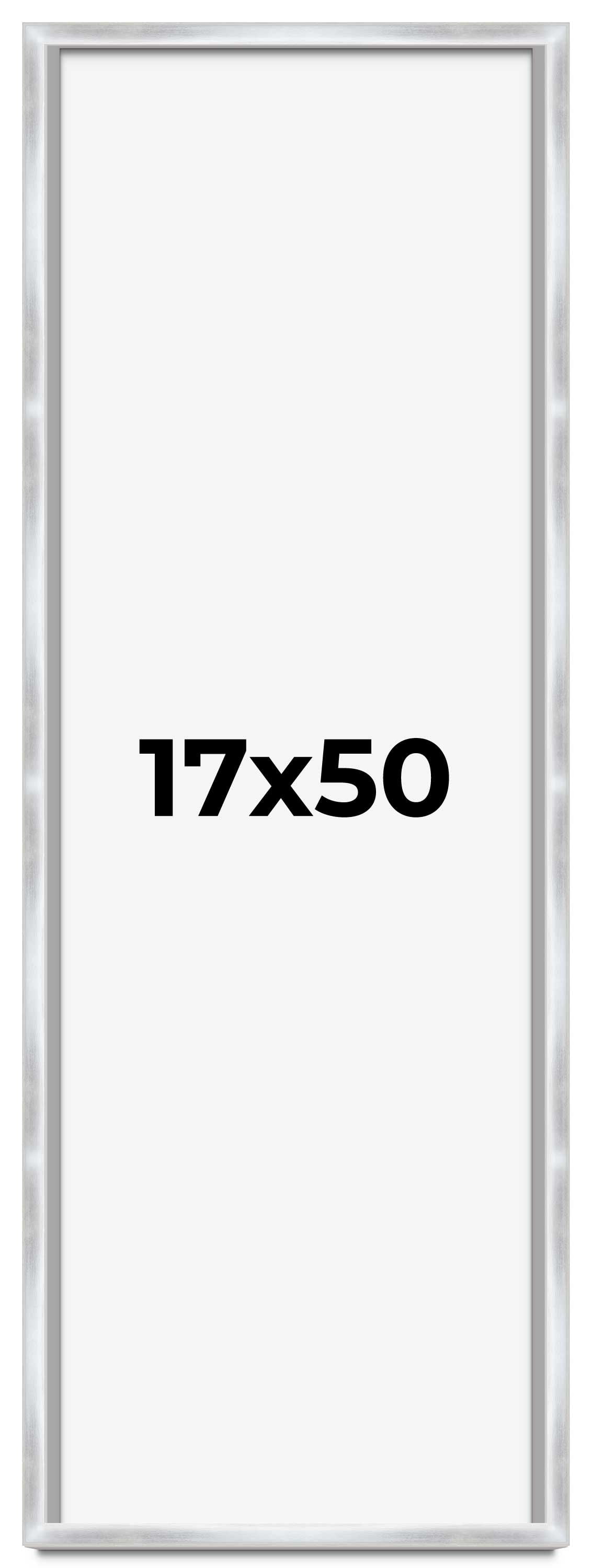 17x50 Frame Silver Whitewashed Wood Grain Solid Wood Shadow Box | 0.75 ...