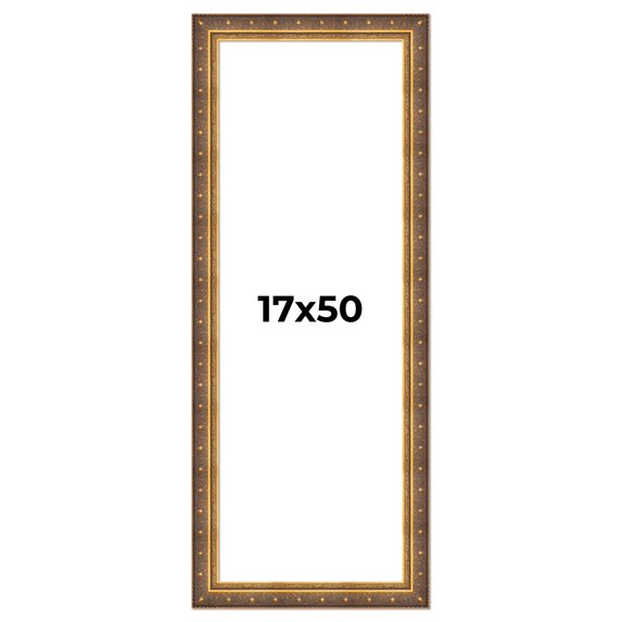 17x50 Frame Vintage Gold Solid Wood Picture Frame | 2.5 Inch Moulding Width | Ornate Bronze Museo