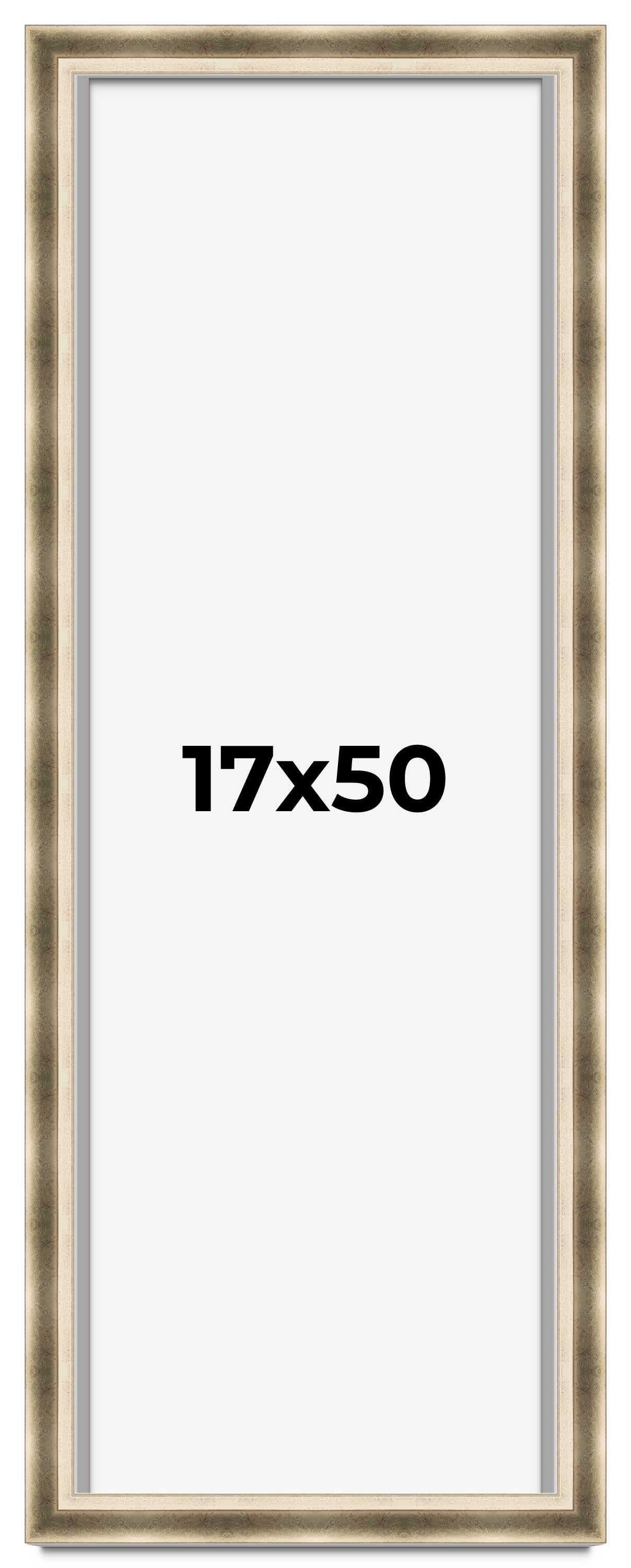 17x50 Shadow Box Frame Silver | 1.75 inches Deep Real Wood Traditional ...