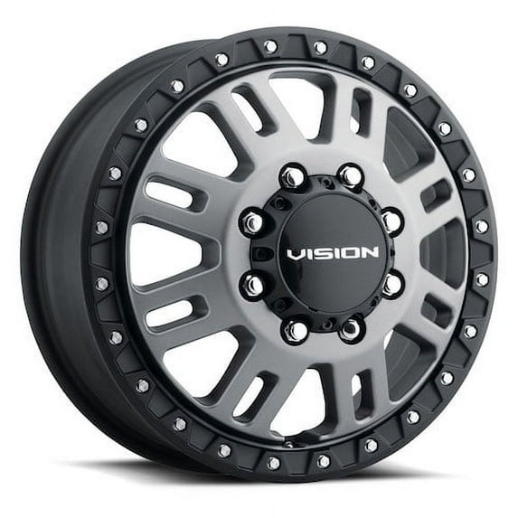17x6.5 Vision 408 Manx 2 Dually Grey DUALLY FRONT Wheel 8x6.5 (121.35mm)