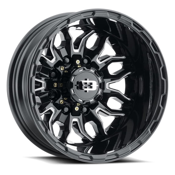 17x6.5 Vision 410 Korupt Gloss Black Milled DUALLY REAR Wheel 8x200 (-143.35mm)