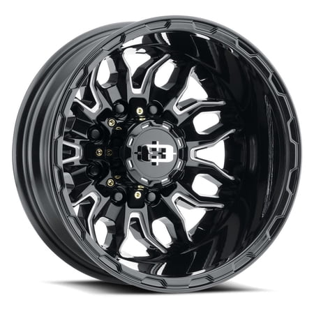 17x6.5 Vision 410 Korupt Gloss Black Milled DUALLY REAR Wheel 8x210 (-143.35mm)