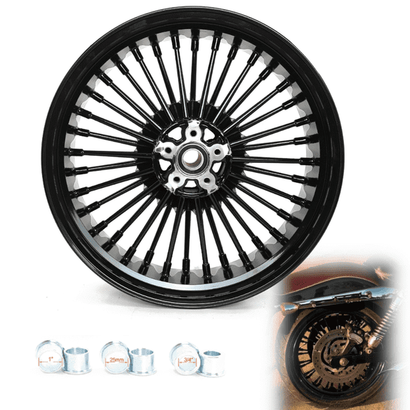 17x6 Fat Spoke Rear Wheel Rim for Harley Softail Fatboy FLSTF 2007-2017 Dyna Fat Bob FXDF 2008-2017 Fat Boy Lo FLSTFB 2010-2017 Night Train FXSTB 06-09 Softail Custom FXSTC 2007-2010 2008 2009