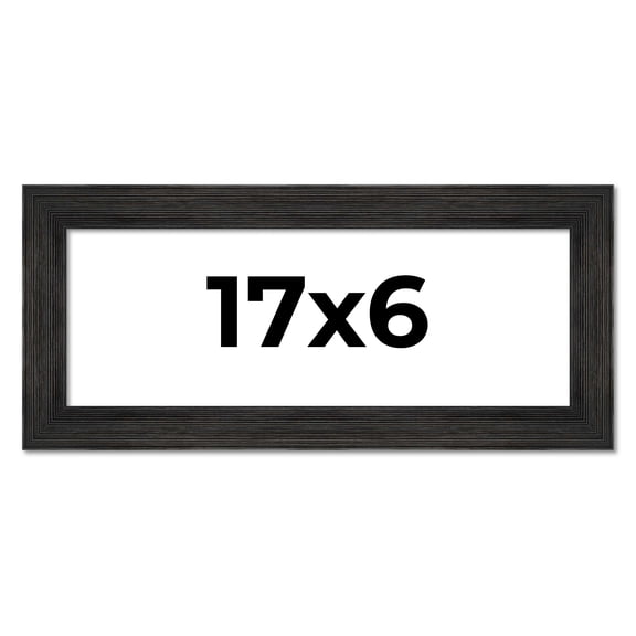 17x6 Frame Black Rustic Barnwood Solid Wood Picture Frame | 1.5 Inch Moulding Width | Includes UV