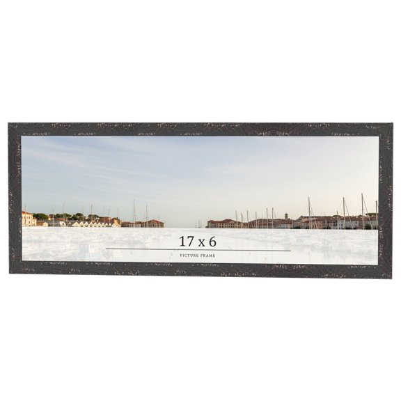 17x6 Frame Black Solid Wood Picture Frame Width 1.125 Inches | Interior Frame Depth 0.5 Inches |
