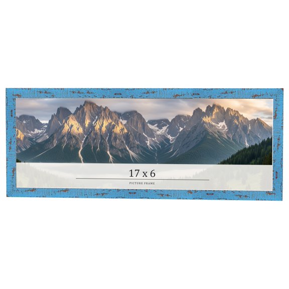 17x6 Frame Blue Solid Wood Picture Frame Width 1.125 Inches | Interior Frame Depth 0.5 Inches |