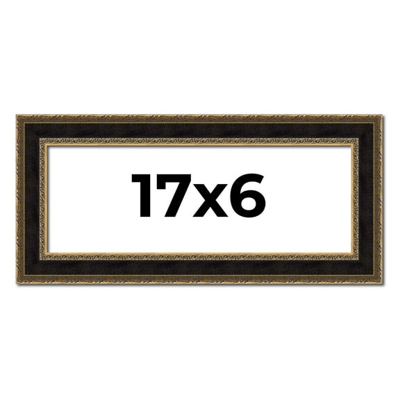 17x6 Frame Gold Antique Vintage Sold Wood Picture Frame | 1.75 Inch Moulding Width | Interior Frame