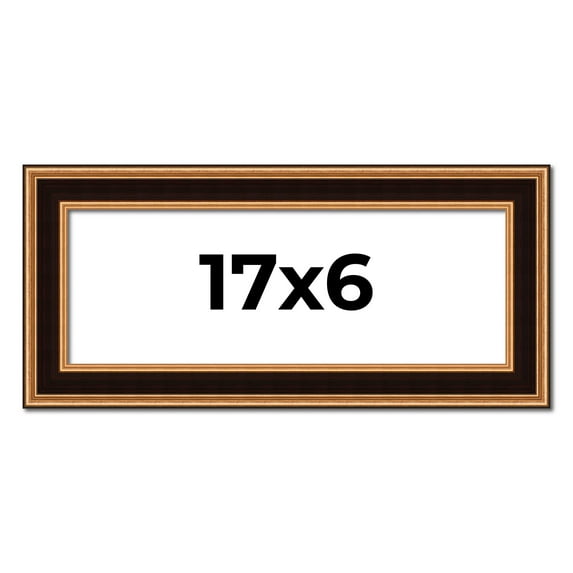 17x6 Frame Gold Brown Plein Air Vintage Solid Wood Picture Frame | 1.75 Inches Moulding Width |