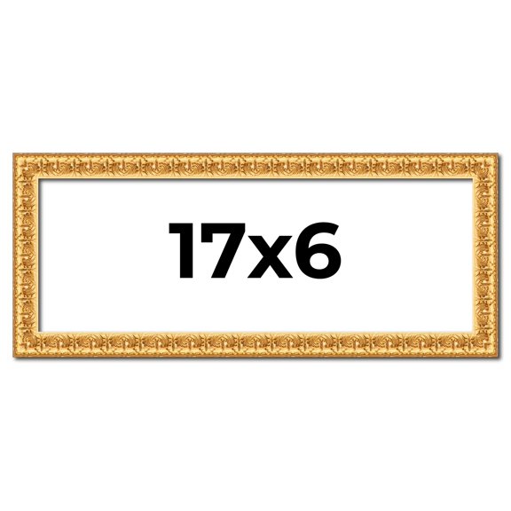 17x6 Frame Gold Real Wood Picture Frame Width 1 inches | Interior Frame Depth 0.5 inches | Edwina