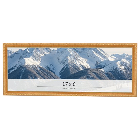 17x6 Frame Gold Solid Wood Picture Frame Width 1.125 Inches | Interior Frame Depth 0.375 Inches |