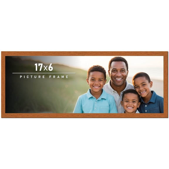 17x6 Frame Honey Pecan Brown Picture Frame - Modern Photo Frame Includes UV Acrylic Shatter Guard