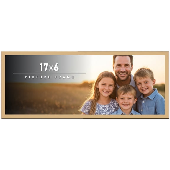 17x6 Frame Natural Wood Picture Frame | 0.75 Inch Moulding Width | with UV Acrylic Plexiglass, Foam