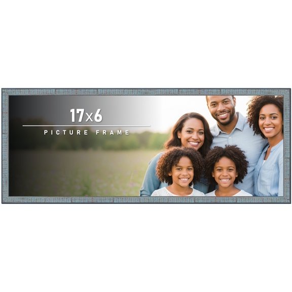 17x6 Frame Rustic Sky Blue Solid Wood Picture Frame | 0.75 Inch Moulding Width |Includes UV Acrylic