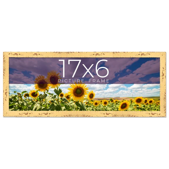 17x6 Frame Yellow Real Wood Picture Frame Width 1.25 inches | Interior Frame Depth 0.5 inches |