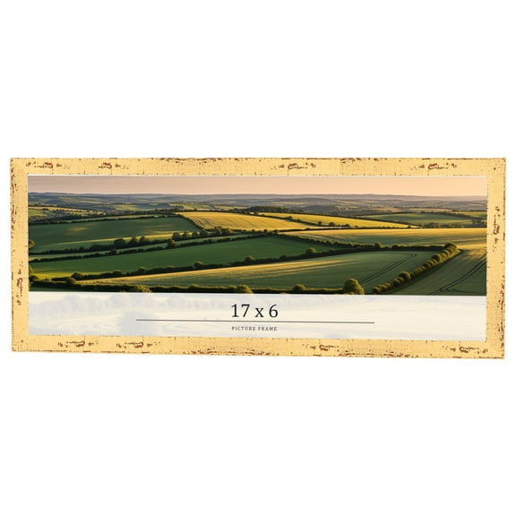 17x6 Frame Yellow Real Wood Picture Frame Width 1.25 inches | Interior Frame Depth 0.5 inches |