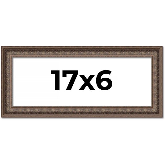 17x6 Ornate Brown Real Wood Picture Frame Width 1.5 Inches | Interior Frame Depth 0.5 Inches | Zisa