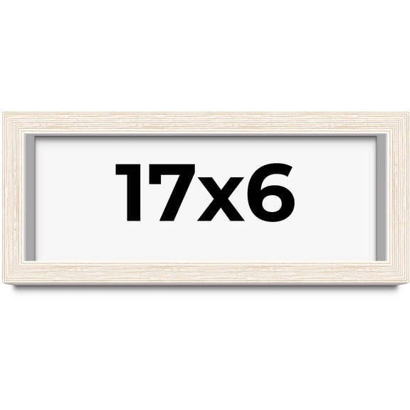17x6 Shadow Box Frame White | 1.125 Inches Deep Real Wood Rustic Shadowbox Display Frame | UV