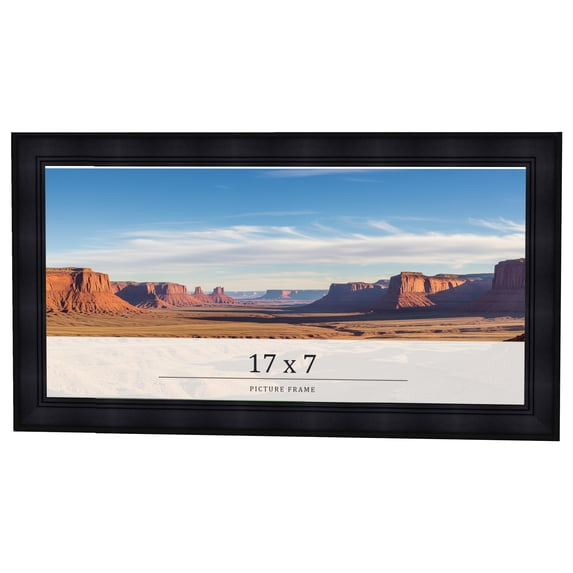17x7 Frame Black Passaggi Solid Wood Picture Frame Width 1.5 Inches | Interior Frame Depth 0.5