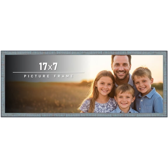 17x7 Frame Rustic Sky Blue Solid Wood Picture Frame | 0.75 Inch Moulding Width |Includes UV Acrylic
