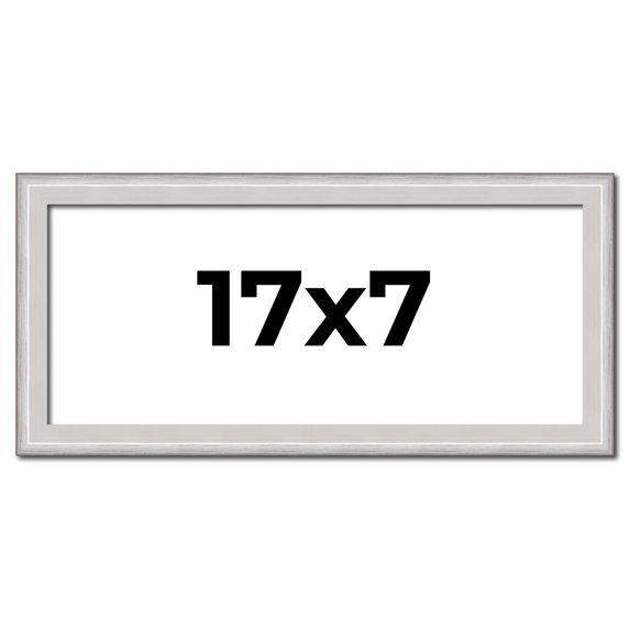 17x7 Frame Silver Inner Slope Bevel Picture Frame | 1 Inch Moulding Width | 0.75 Inch Rabbet Depth