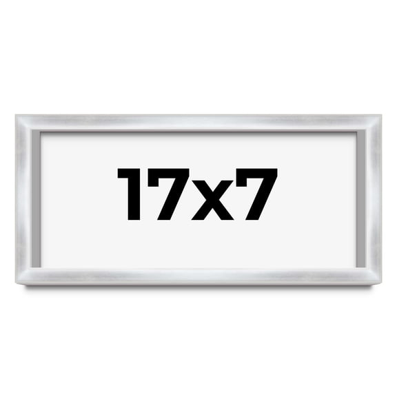 17x7 Frame Silver Whitewashed Wood Grain Solid Wood Shadow Box | 0.75 Inch Moulding Width | 0.75