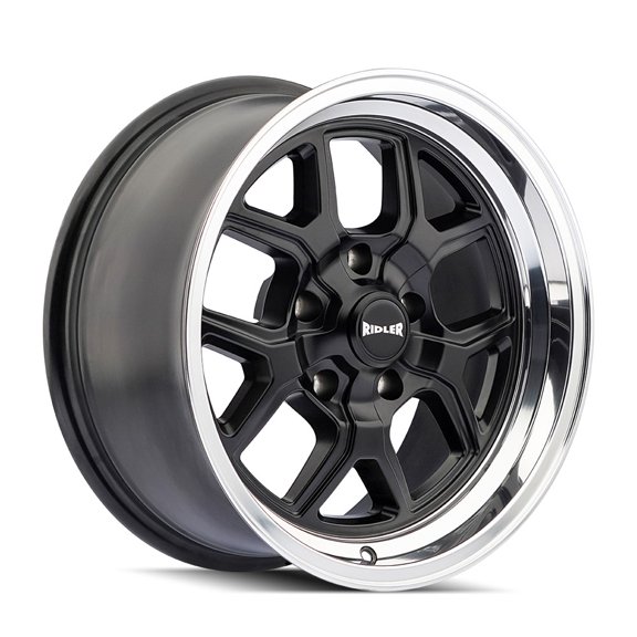 17x7 Ridler 610 Matte Black/Polished Lip Wheel 5x5 (0mm)
