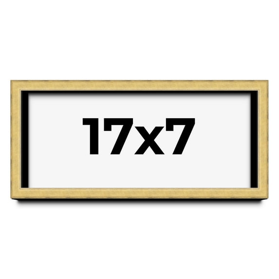 17x7 Shadow Box Frame Gold | 1.375 Inches Deep Real Wood Contemporary Shadowbox Display Frame | UV