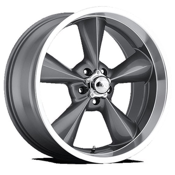 17x8 +0 BG Rod Works Old School Gun Metal Machined Lip Wheel Rim 5x114.3 (QTY 1)