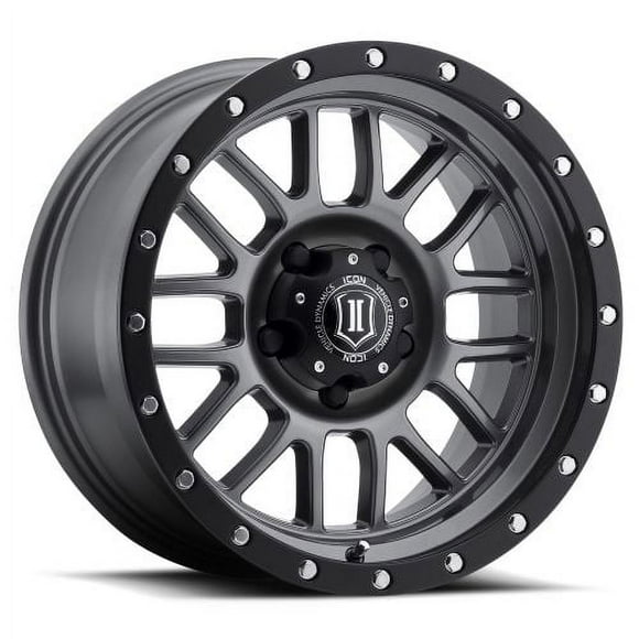 17x8.5 Icon Alloys Alpha Gunmetal Wheel 5x5 (0mm) Fits select: 2010-2015 JEEP GRAND CHEROKEE, 2021 JEEP WRANGLER UNLIMITED
