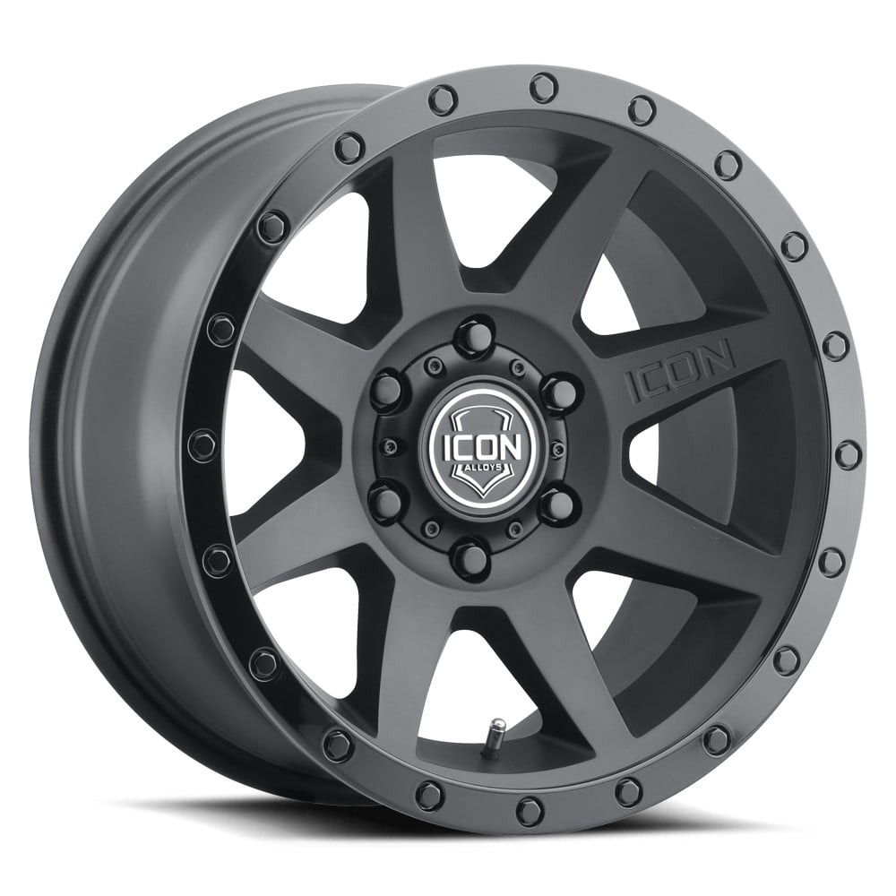 ICON Alloys Rebound, Satin Black, 17 x 8.5 / 6 x 5.5, 0mm Offset, 4.75" BS