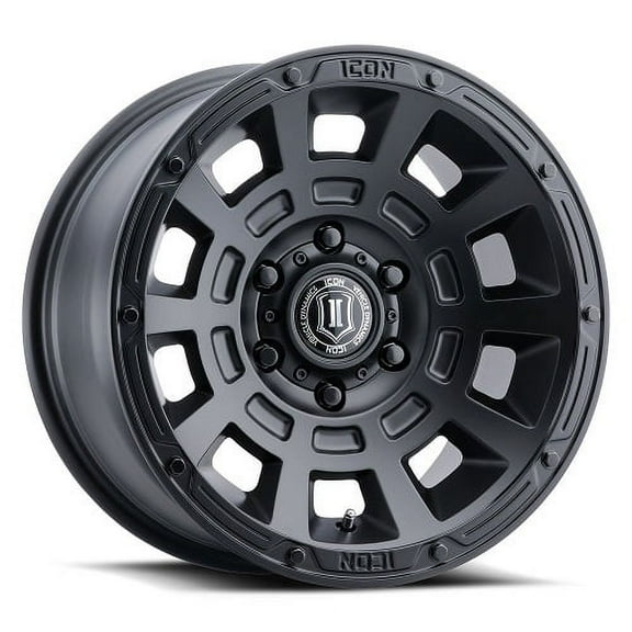 17x8.5 Icon Alloys Thrust Satin Black Wheel 6x5.5 (0mm) Fits select: 2007-2023 CHEVROLET SILVERADO, 1995-2023 TOYOTA TACOMA