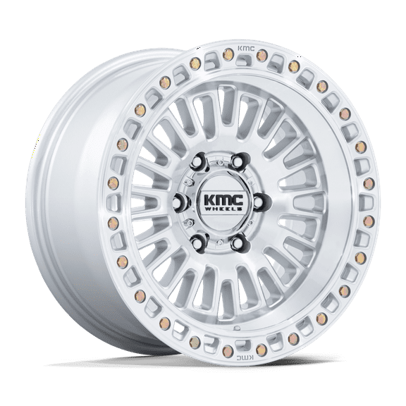 17x8.5 KMC KM554 Aztec Gloss Silver W/ Machined Face Wheel 6x4.5 (0mm)