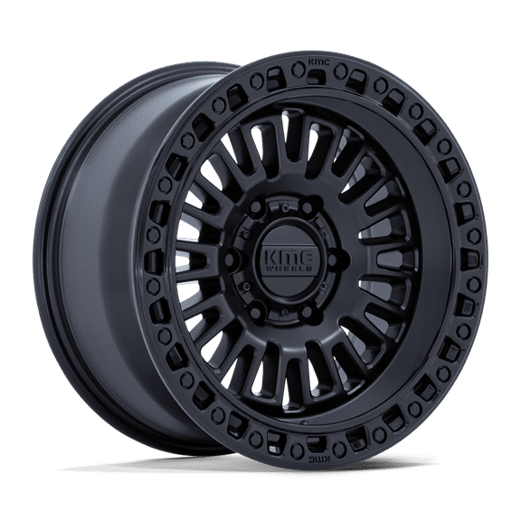 17x8.5 KMC KM554 Aztec Matte Black W/ Gloss Black Lip Wheel 6x4.5 (0mm)