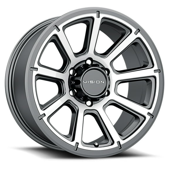 17" Vision Off-Road 353 Turbine Gunmetal Machined Face Wheel 17x8.5 5x5 Rim -6mm