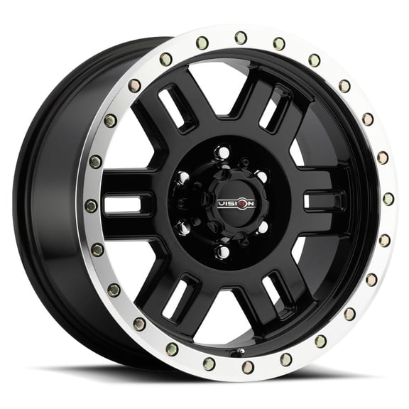 17" Vision Off-Road 398 Manx Gloss Black Machined Lip Wheel 17x8.5 8x170 Rim 0mm