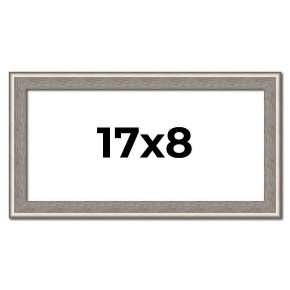 17x8 Frame Grey Real Wood Picture Frame Width 1.25 inches | Interior Frame Depth 0.5 inches | Hans