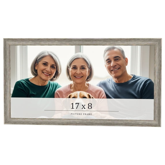 17x8 Frame Grey Solid Wood Picture Frame Width 1 Inches | Interior Frame Depth 0.5 Inches |