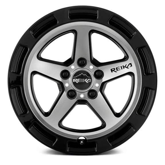 17x8" Size Fits Reika R20 Teton Gloss Black W/ Machined Face Wheel - 5x4.5" Bolt-Pattern - 38mm Offset - 65.1mm Hub-Size