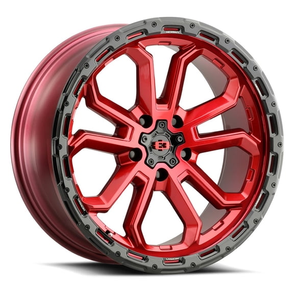 17x8 Vision 405 Korupt Gloss Red With Gloss Black Lip Wheel 5x4.25 (30mm)